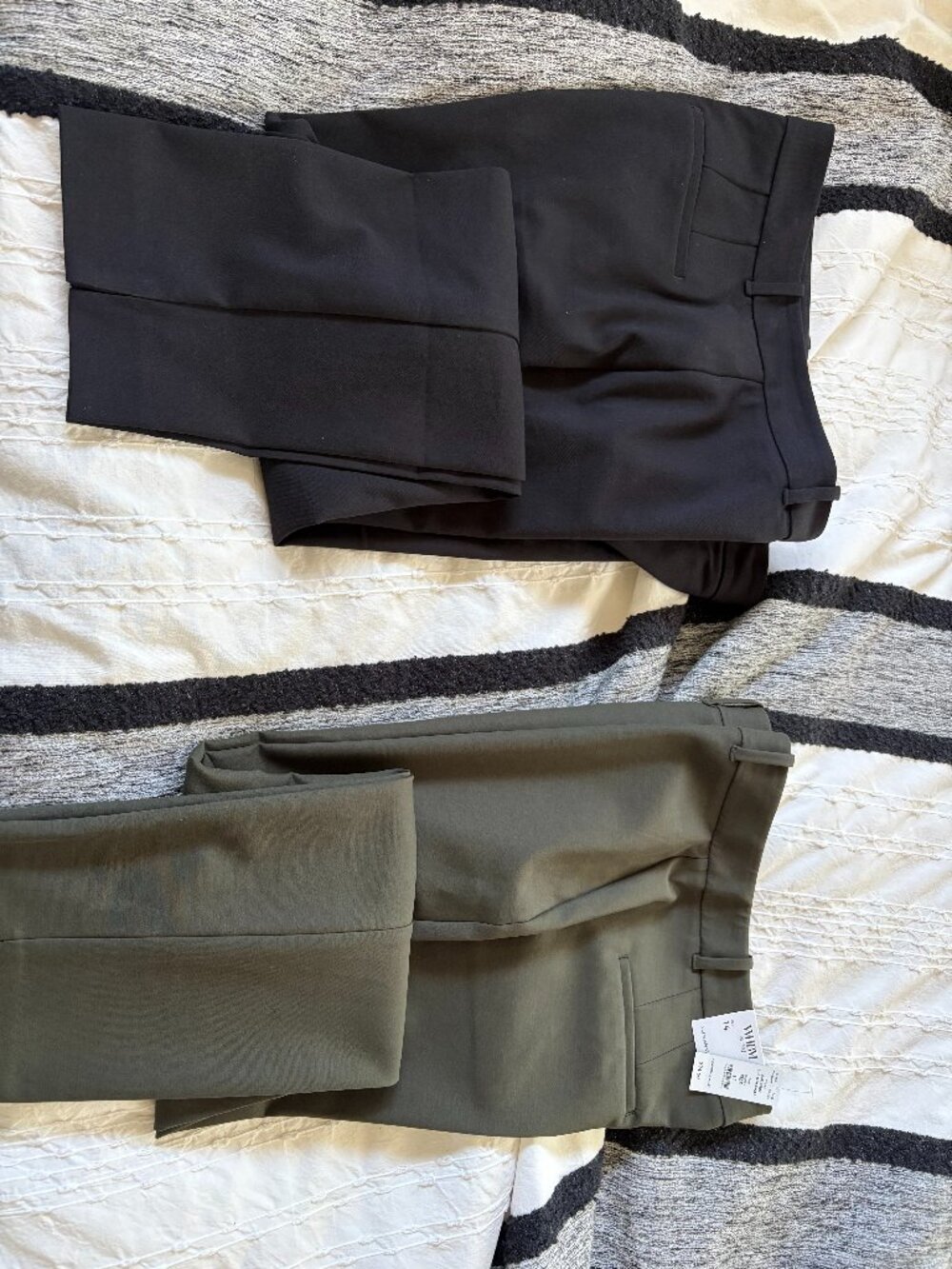 LOT of 2 White House Black Market Dress Pants Size 14 - Black & Olive Green